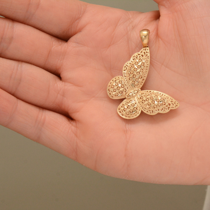 آویز گردنبند طلا 18 عیار زنانه طلای مستجابی مدل پروانه کد 122