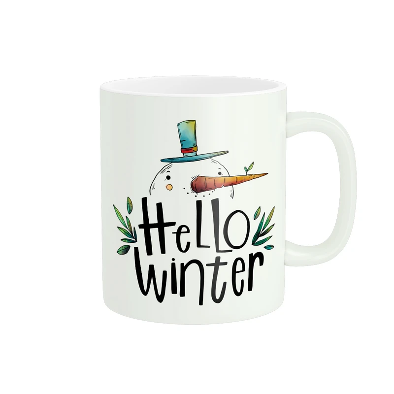 ماگ پادآفرین مدل زمستان Hello Winter طرح آدم برفی کد PM822