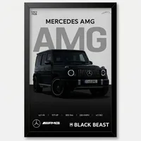 تابلو بکلیت طرح ماشین و خودرو مرسدس بنز Mercedes-Benz G-Class G63 AMG مدل B-po1922 فریم مشکی
