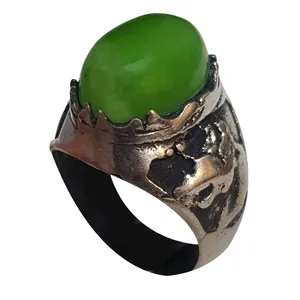 انگشتر نقره مردانه مدل زمرد افغان کد ZBA210260