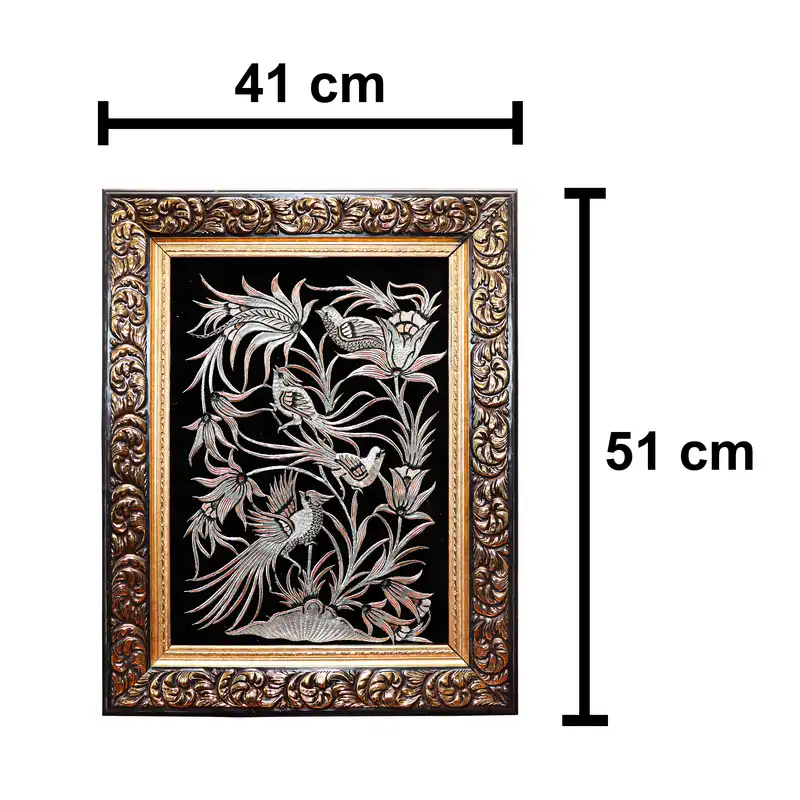 تابلو قلمزنی مدل ظریف طرح گل و مرغ کد 51p41volant
