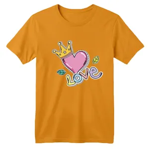 تی شرت آستین کوتاه بچگانه مدل قلب و تاج رنگ پرتقالی