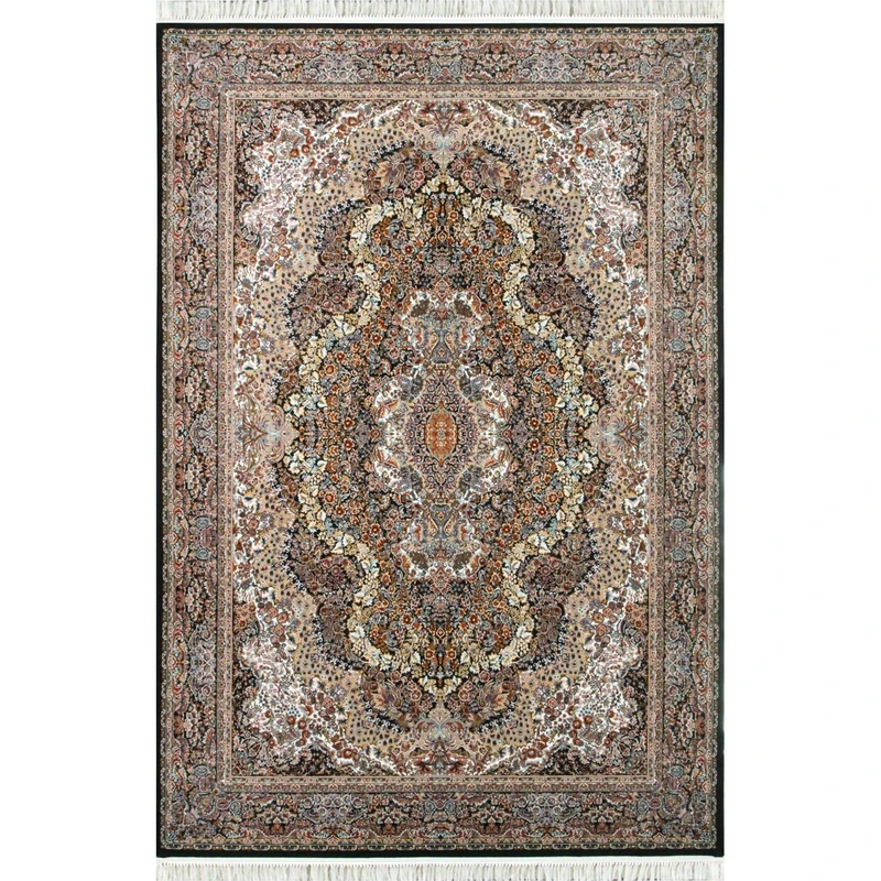 فرش ماشینی نگین اکسیر گلستان زمینه سورمه ای