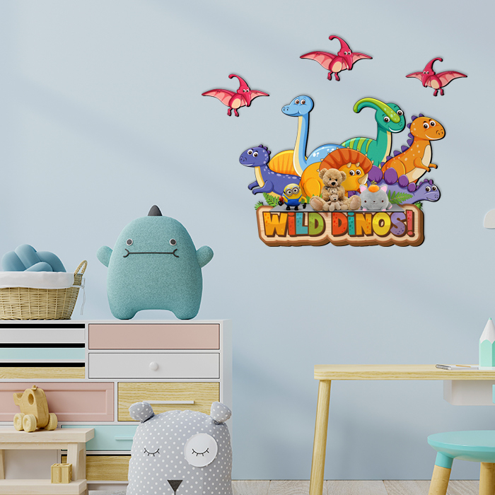 شلف دیواری اتاق کودک باروچین مدل دایناسورها کد sh-42