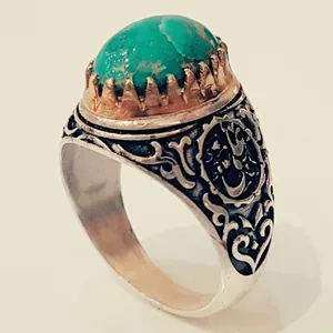 انگشتر نقره مردانه مدل سنگ فیروزه نیشابور کد P970