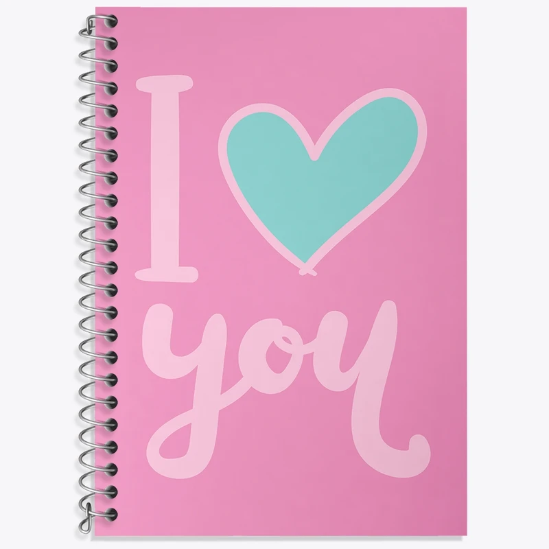 دفتر زبان 50 برگ خندالو مدل دو خط طرح I Love You کد N255