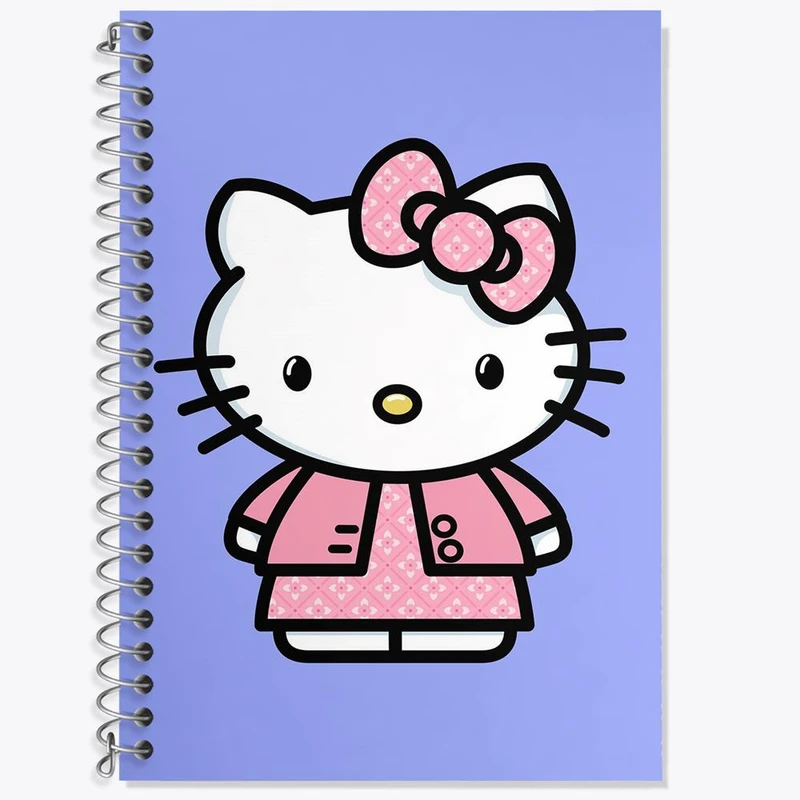 دفتر زبان 50 برگ خندالو مدل دو خط طرح هلو کیتی Hello Kitty کد 2489