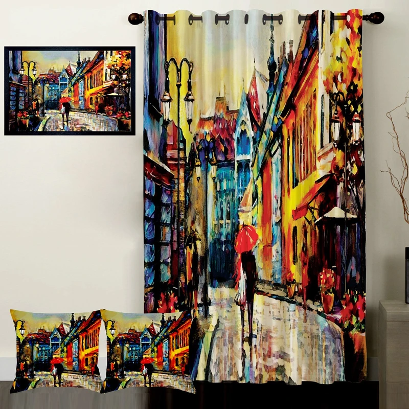 پرده رنس مدل S1-41121 به همراه تابلو و کوسن