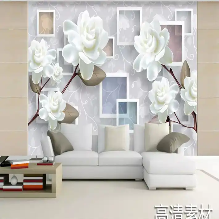 پوستر دیواری سه بعدی مدل گل برجسته سفید DRVF1114