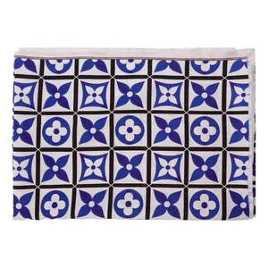 پارچه لباس عرض 1.5 متر مدل گل یخ رنگ آبی