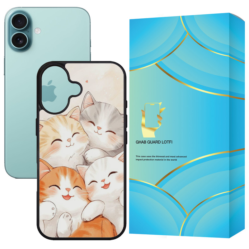 کاور قاب گارد لطفی طرح گربه مدل G16PL مناسب برای گوشی موبایل اپل iPhone 16 Plus