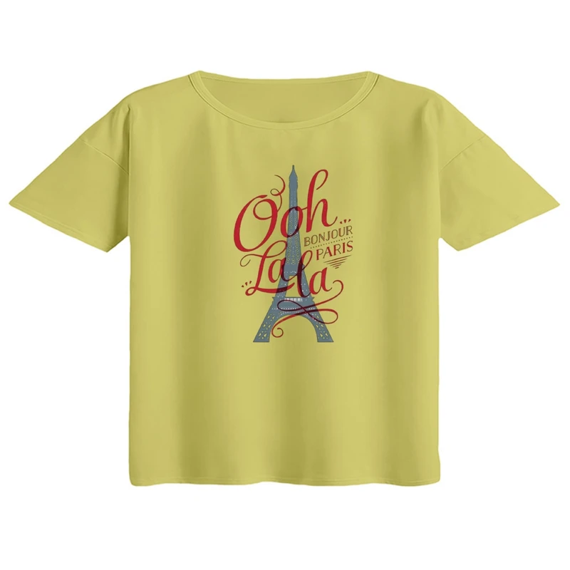 کراپ تی‌شرت آستین کوتاه زنانه مدل ایفل پاریس