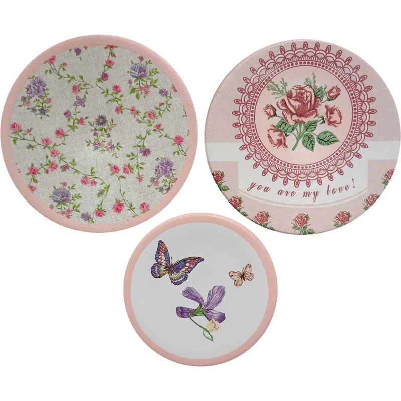 بشقاب دیوارکوب سفالی مدل عشق کد 5 مجموعه 3 عددی