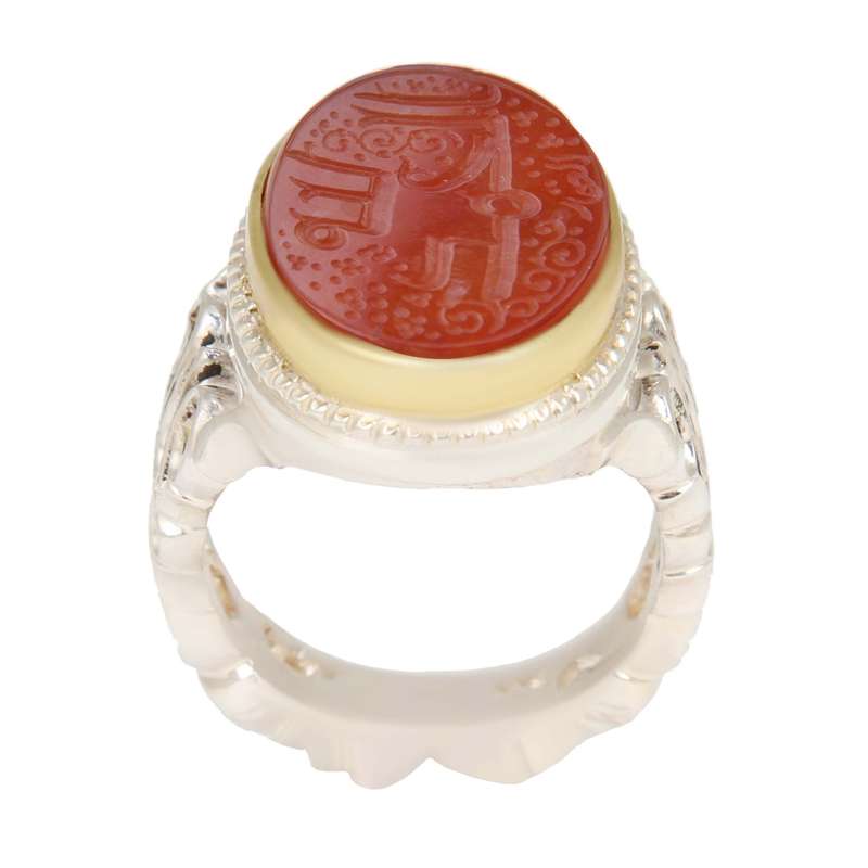 انگشتر نقره مردانه مدل سنگ عقیق کد AM_2459