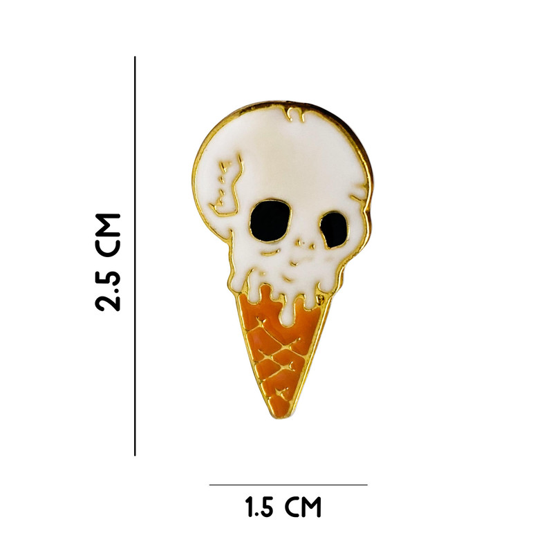 سنجاق سینه دخترانه مدل پین فلزی طرح بستنی اسکلتی