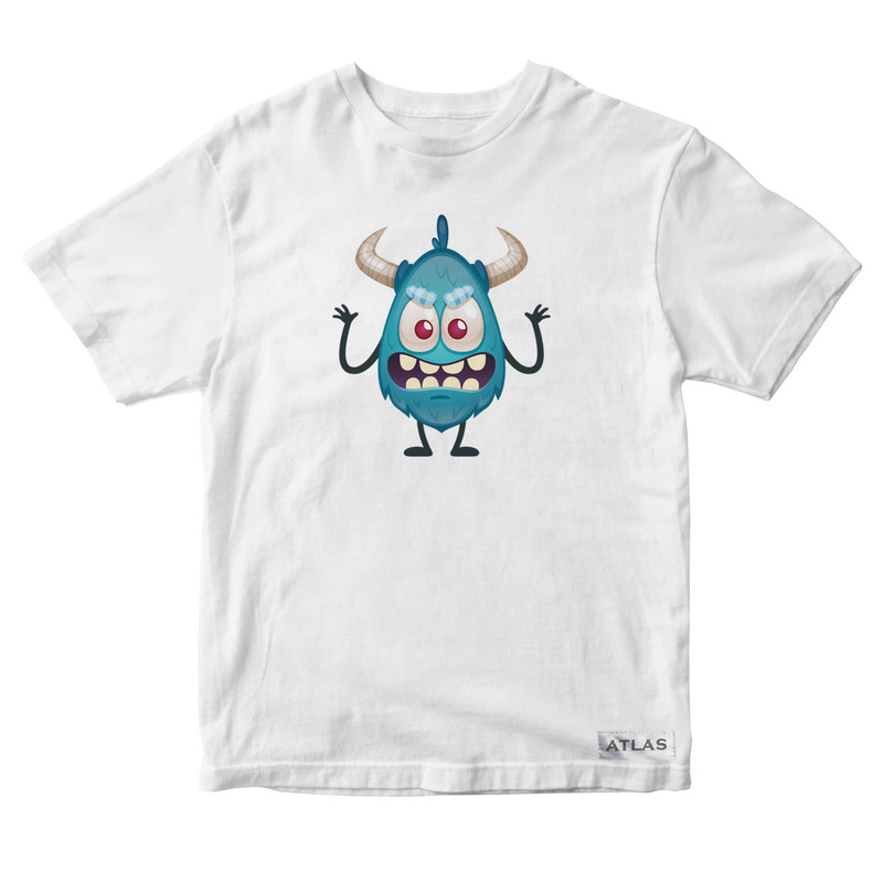 تی شرت آستین کوتاه پسرانه مدل Monster کد SH041 رنگ سفید