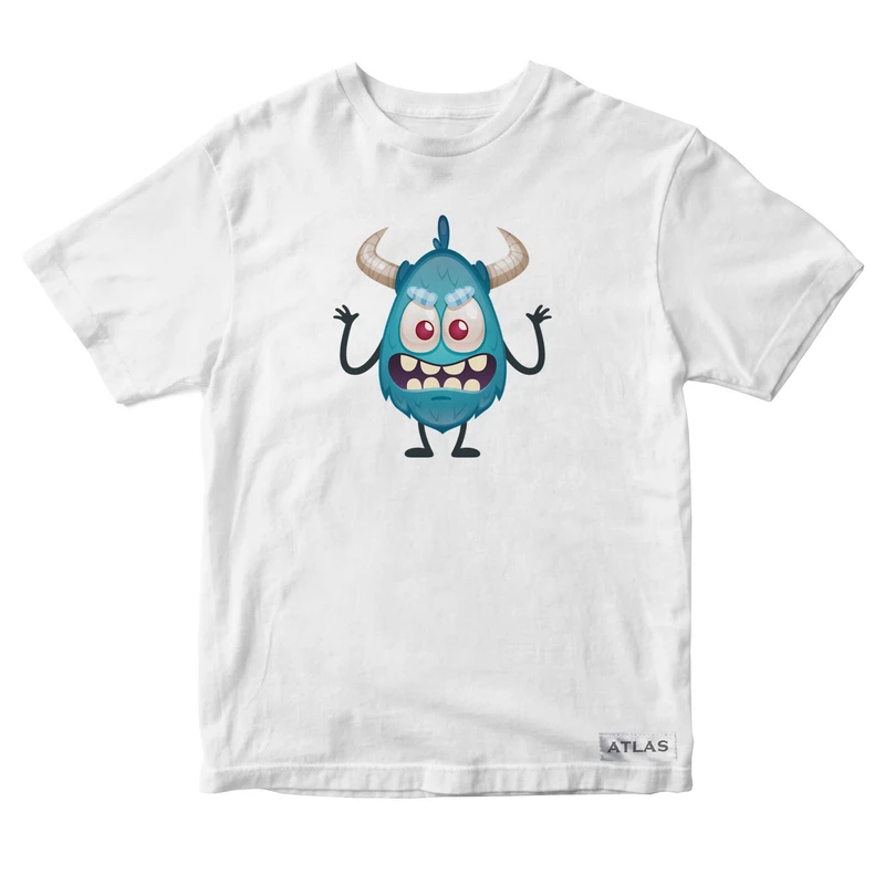 تی شرت آستین کوتاه دخترانه مدل Monster کد SH041 رنگ سفید