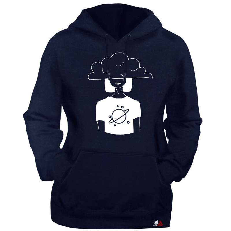 هودی زنانه مدل دختر و آسمان کد T15 رنگ سرمه ای