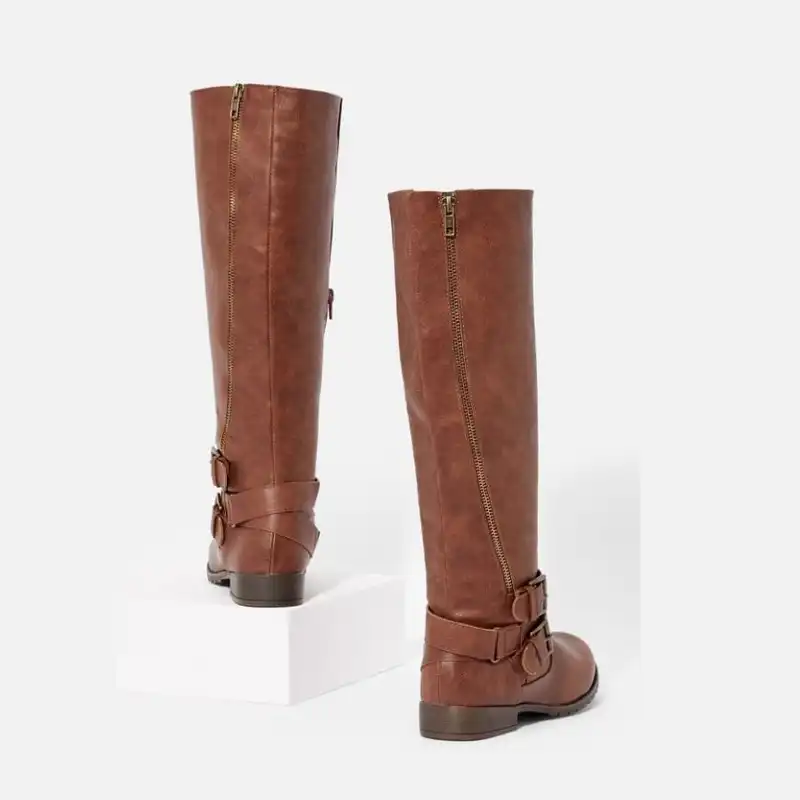 بوت زنانه ساق بلند جاست فاب مدل Tall Flat Broun