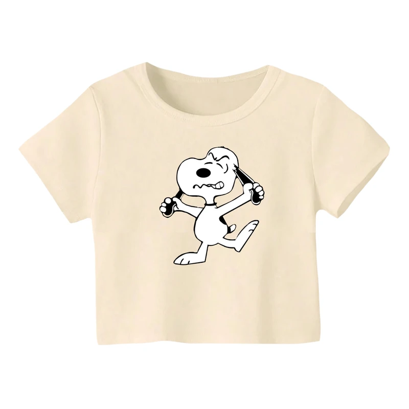 کراپ‌ تی‌شرت آستین کوتاه زنانه مدل اسنوپی کد 22