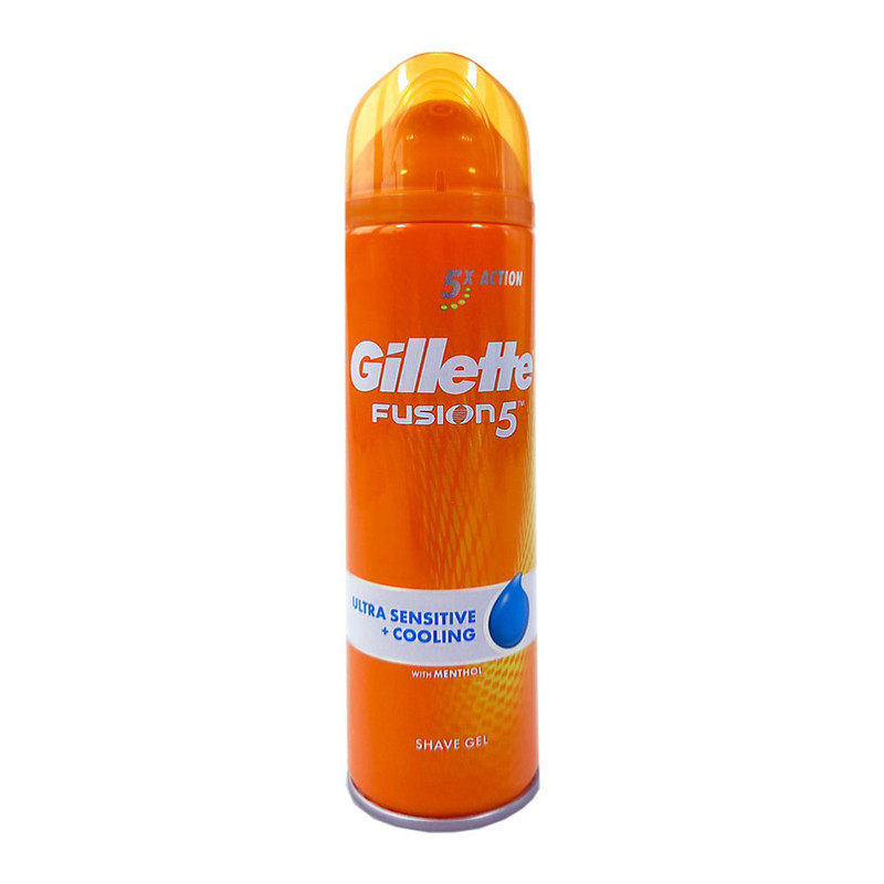 ژل اصلاح ژیلت مدل Fusion5 Ultra Sensitive Cooling حجم 200 میلی لیتر