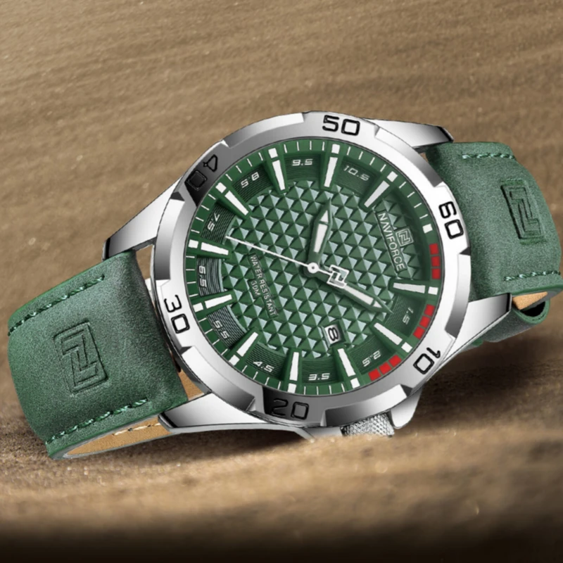 عکس شماره 4 : ساعت مچی عقربه-ای مردانه نیوی فورس مدل تقویم دار بند جیر کد nf8023-s-gn