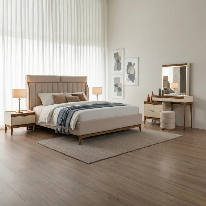  سرویس تخت خواب آرنا چوب مدل 231 دو نفره 4 تکه