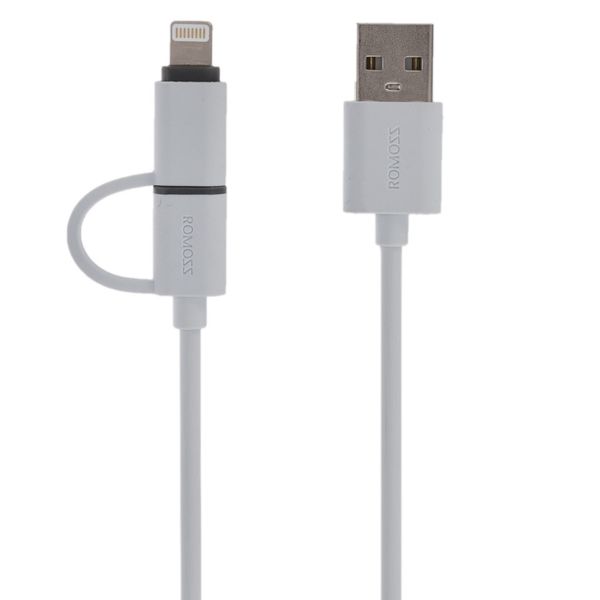 کابل تبدیل USB به microUSB/لایتنینگ روموس مدل CB20 طول 1 متر کابل تبدیل USB به microUSB/لایتنینگ روموس مدل CB20 طول 1 متر