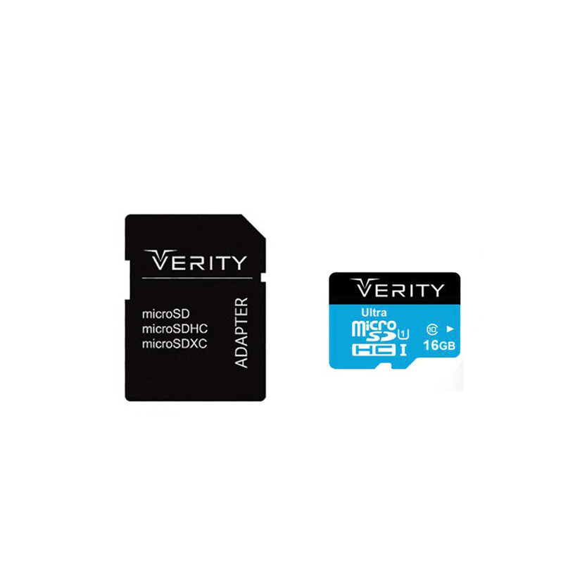 تصویر کارت حافظه microSDHC وریتی مدل کلاس 10 استاندارد U1 سرعت 65MBps همراه با آداپتور SD ظرفیت 16 گیگابایت