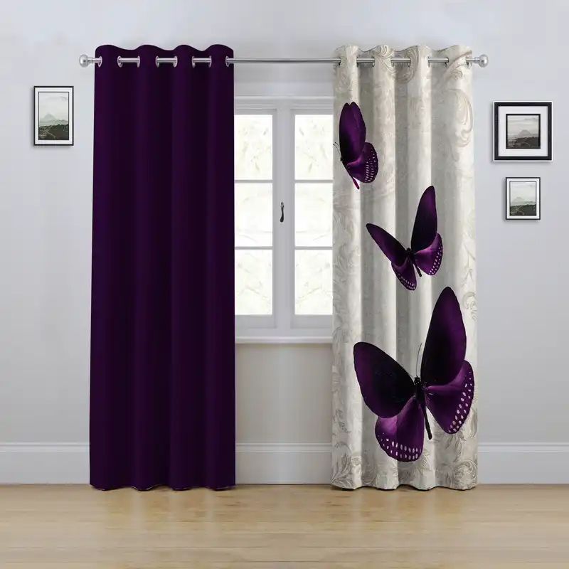 پرده مدل پانچی طرح پروانه سایز 280x145 سانتی متر