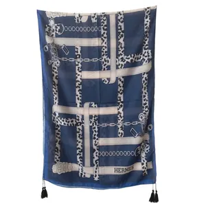 شال زنانه مدل خنک تابستانی پلنگی منگوله دار کد 22