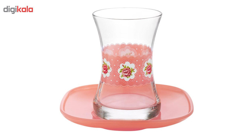 استکان نعلبکی لاو کد 313 سری فلورال پلاس - بسته 6 عددی