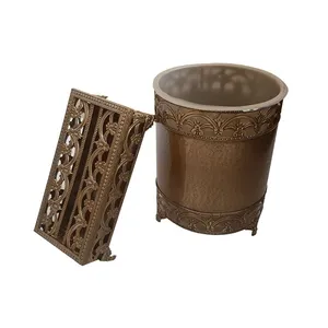 ست سطل و جای دستمال کاغذی مدل فلزی