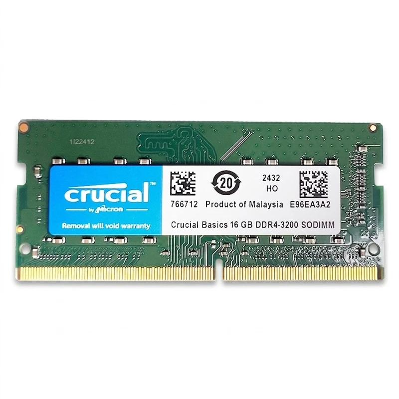 رم لپ‌تاپ کروشیال DDR4 ظرفیت 16 گیگابایت فرکانس 3200 مگاهرتز CL22 SO-DIMM، تک‌کاناله
