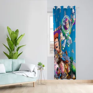   پرده کودک مدل کارتون اسباب بازی ها مخمل پانچی کد 4124 سایز 140x280 سانتی متر