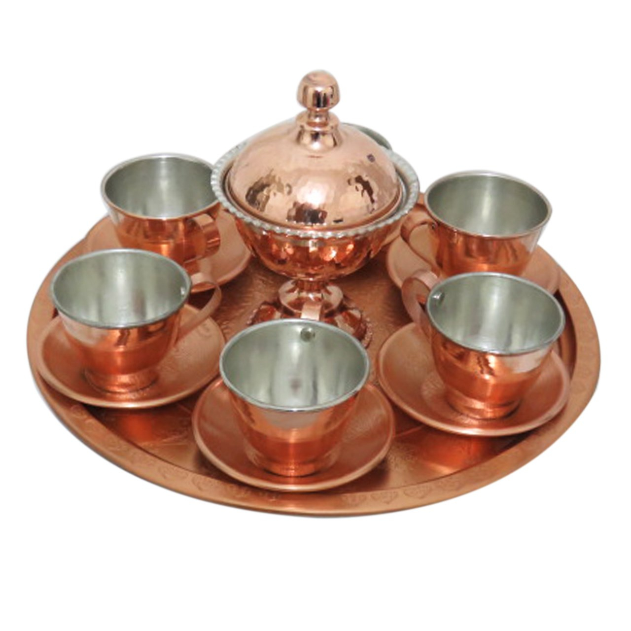 سرویس چای خوری 14 پارچه مس زنجان مدل A33990