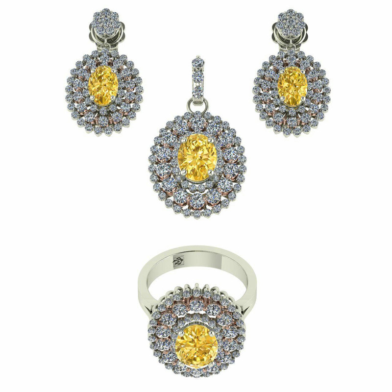 نیم ست طلا اونیکست مدل Citrine 1820
