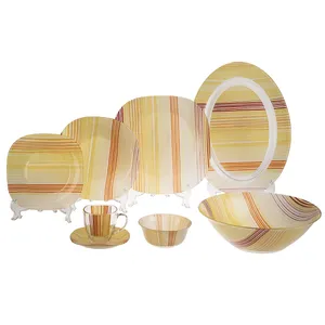 سرویس غذاخوری 38 پارچه لومینارک مدل Orange Stripes