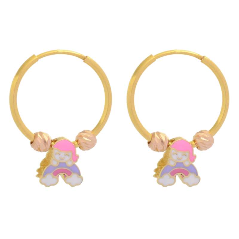 گوشواره حلقهای طلا 18 عیار دخترانه طلای مستجابی مدل رنگین کمون عروسکی کد T1825 P 1254 گوشواره حلقهای طلا 18 عیار دخترانه طلای مستجابی مدل رنگین کمون عروسکی کد T1825 P 1254