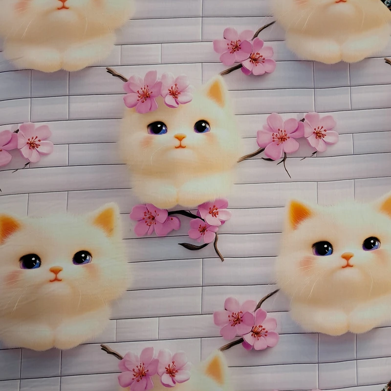 پارچه لباس عرض 1.5 متر مدل گربه رنگ یاسی