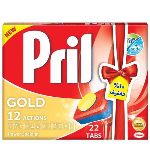 قرص ماشین ظرفشویی پریل مدل Gold بسته 22 عددی