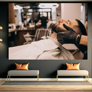 تابلو بوم طرح مخمل آرایشگاه مردانه مدل ماساژ صورت کد BK23719