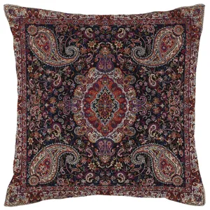 روکش کوسن ترمه ابریشمی طرح سالار مشکی لمه دار  مدل 12-29