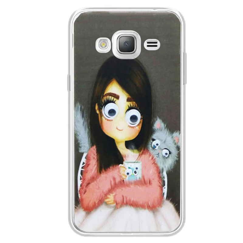 کاور طرح Girl & Cat مدل CLR-099 مناسب برای گوشی موبایل سامسونگ Galaxy J1 2015