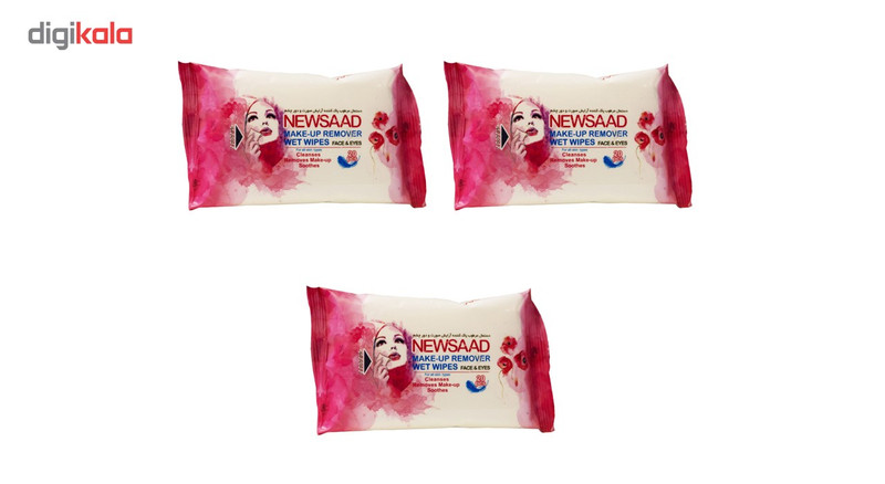 دستمال مرطوب پاک کننده آرایش نیوساد مدل Normal بسته 60 عددی