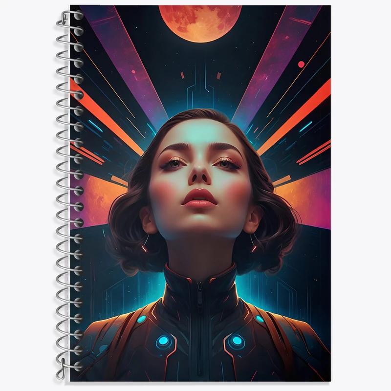 دفتر زبان 50 برگ خندالو مدل دو خط طرح دختر فضانورد کد F7049