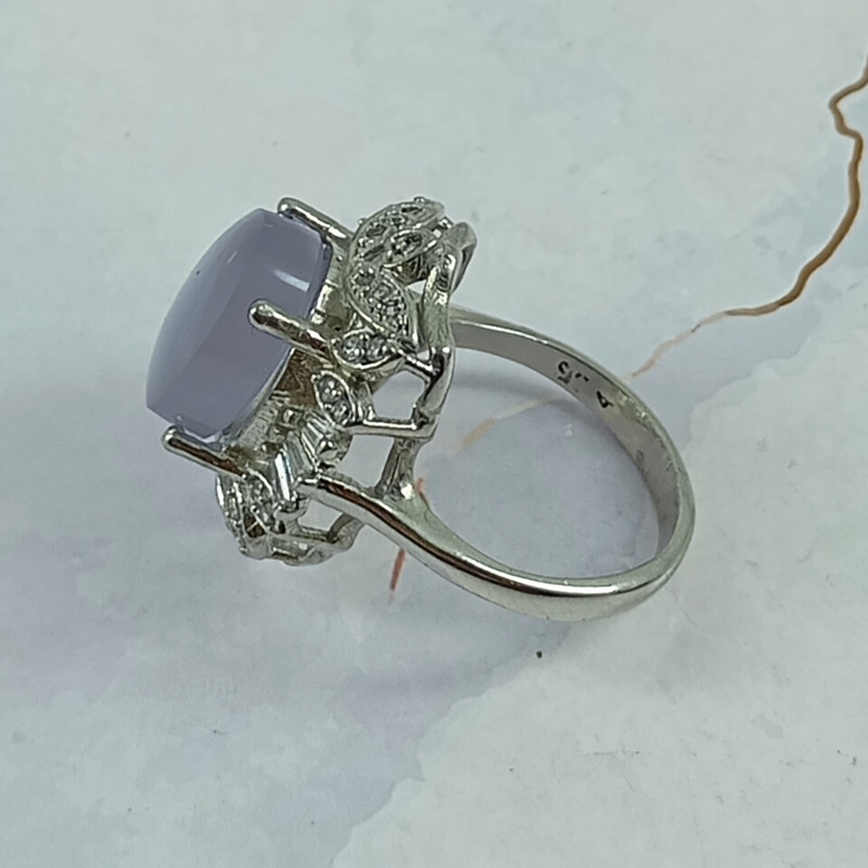 انگشتر نقره زنانه سلین کالا مدل عقیق یمنی کبود سوسنی کد 2