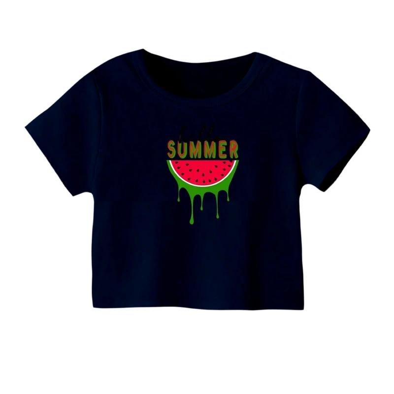 کراپ‌ تی‌شرت آستین کوتاه زنانه مدل هندوانه یلدایی کد 31