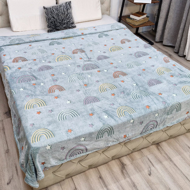 پتو مدل شبنما طرح رنگین کمان زیبا سایز 210x220 سانتی متر