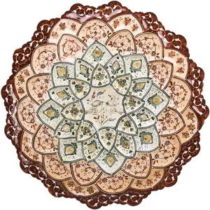 بشقاب مسی میناکاری شده اثر صالحی زاده طرح 3 قطر 20 سانتی متر